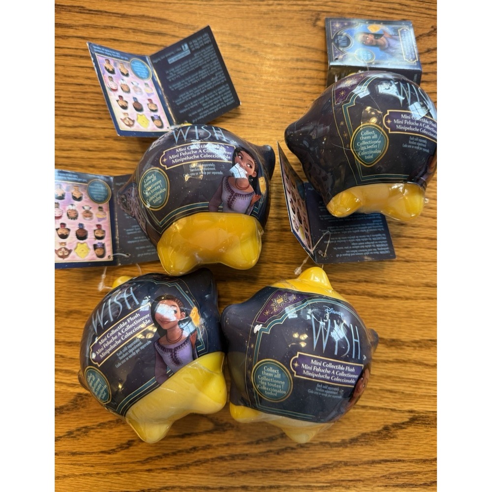 (4) Disney Wish Mini Collectible 3" Plush Toy Star Blind Mystery NEW Sealed